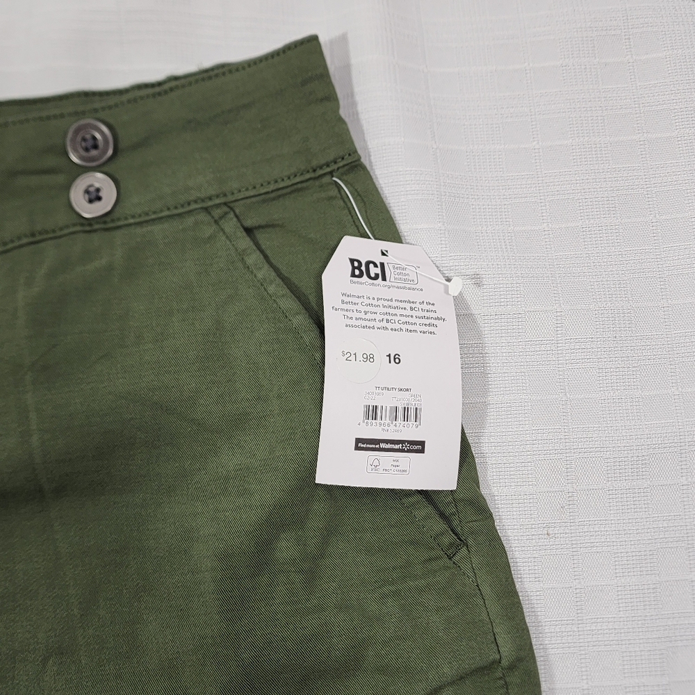 NWT Time And Tru Women's Utility Skort Size 16 Green - Picture 11 of 12